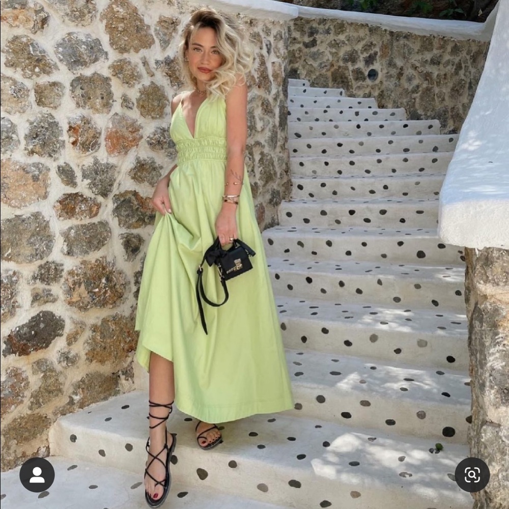 ZARA APPLE GREEN POPLIN DRESS SZ S
